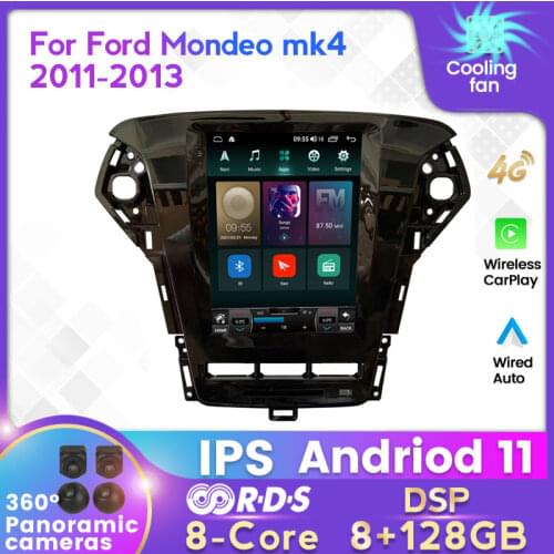 IPS HD Android Os 11 Vertical Screen Tesla Style Car GPS Multimedia Radio BT Navigation Player for Ford Mondeo 2007-2010 Audio