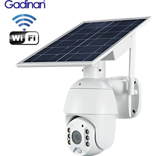 Gadinan Solar Panel Camera Wifi Version PTZ 4X 1080P Outdoor Security Wireless Monitor Waterproof CCTV Smart Home Surveillance