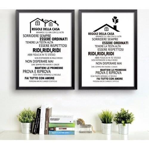 Italian House Rules Canvas Art Painting Home Decor Wall Pictures Modern Family Quote Regole Di Casa Art Prints and Posters