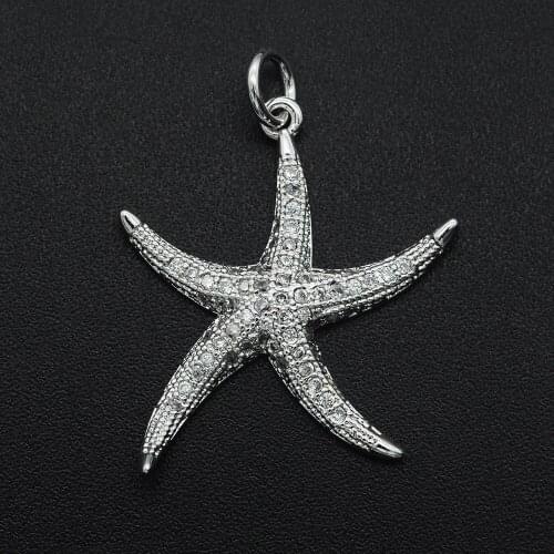 26x21mm 100% CZ Zircon DIY Jewelry Sea Star Connectors Charm Wholesale Custom Orders Welcome OEM Order Accepted