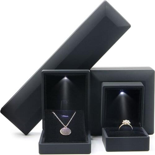 Bracelet Box Square Wedding Pendant Ring Case with LED Light Jewelry Gift Box B95F