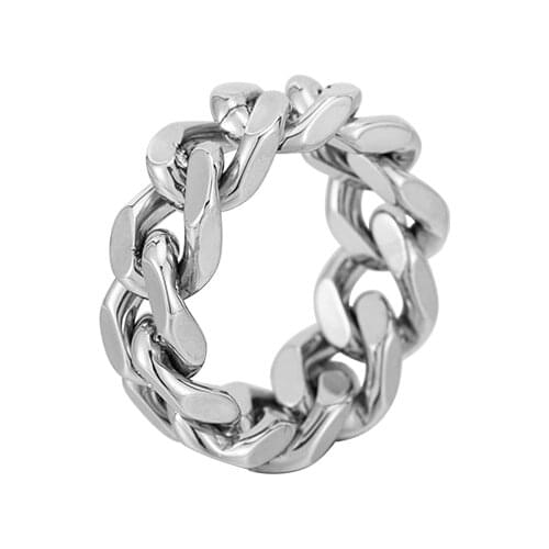 Fashion Cool Girl Punk Simple Style Stainless Steel Hip-Hop Women Chain Shape Rings for Party Finger Jewelry