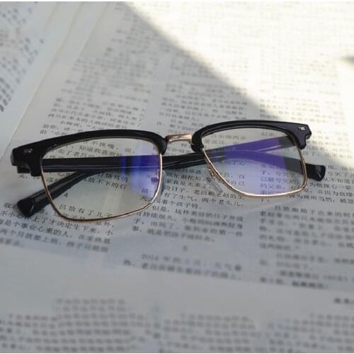 Myopia glasses male retro fashion glasses metal +PC full frame gray glasses frame glasses M019 - 1 -1.5 -2 -2.5 -3 -3.5 -4