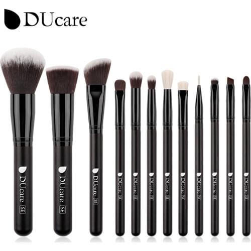 DUcare Black Professional Makeup Brushes Set Make up Brush Tools kit Foundation Powder natural-synthetic hair 12pcs Cosmetics
