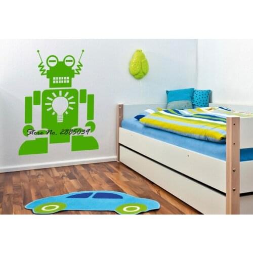 Wall Stickers For Kids Rooms Cool Robot Wall Decal Quotes Design Self-Adhesive Vinyl Boys Nursery Wall Decal Bedroom Decor LA163