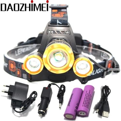 8000 Lumen 3XT6 +2*R5LED Headlamp 4 Modes Head Light Lamp LED Headlight+2X18650 Batteries Car EU/US/AU/UK Charger+1XUSB