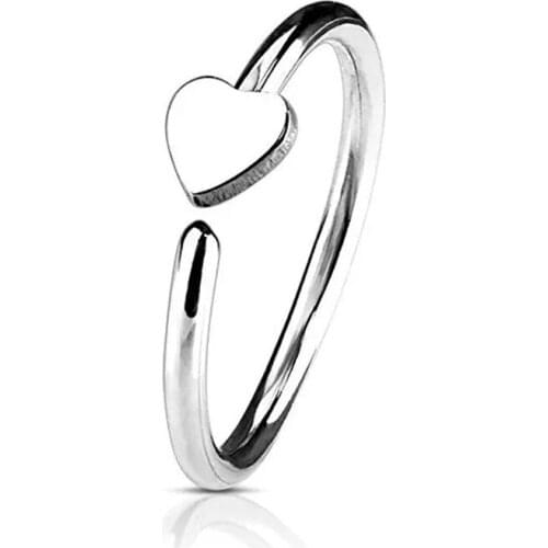 Stainless Steel Gold/Black Color Heart Nose Open Hoop Ring Earring Body Piercing Nose Studs Bars Women Fashion Jewelry