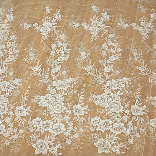 New Handmade flower embroidery fabric for wedding dress