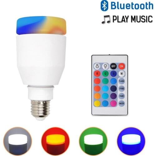 The new AC110-265V LED can be connected to Bluetooth RGBW hybrid E27 bulb 7+3W all-in-one with 16-key remote control bulb
