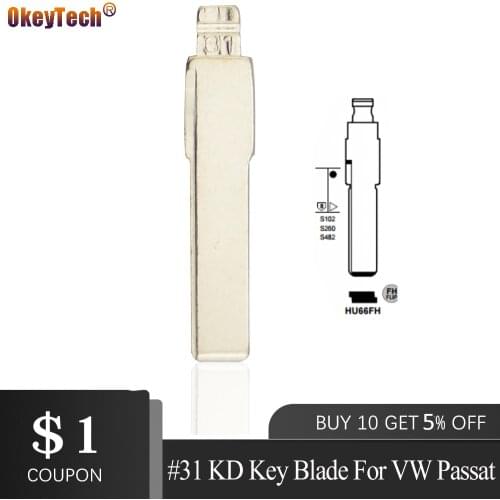 OkeyTech 1PC HU66 HAA Uncut Flip Car Key #31 Blade for Volkswage Passat Bora Seat Skoda 31 KD Key Blade KEYDIY for KD900 Machine