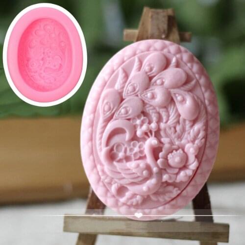 Oval Peacock DIY Soft Silicone Candy Cake Soap Molds Craft Handmade Mould Tool