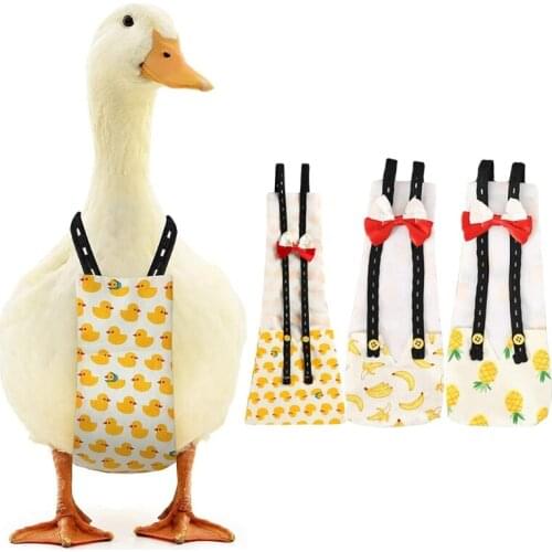 Banana Pineapple Print Duck Diaper Chicken Goose Adjustable Washable Reusable Diaper Nappy Clothes with Bow Tie for Pet