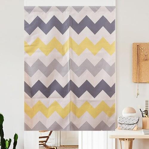 Retro Vintage Grey Yellow Chevron Geomtric Short Kitchen Curtain Diamond Zigzag Honeycomb Hexagon Modern Living Room Curtains