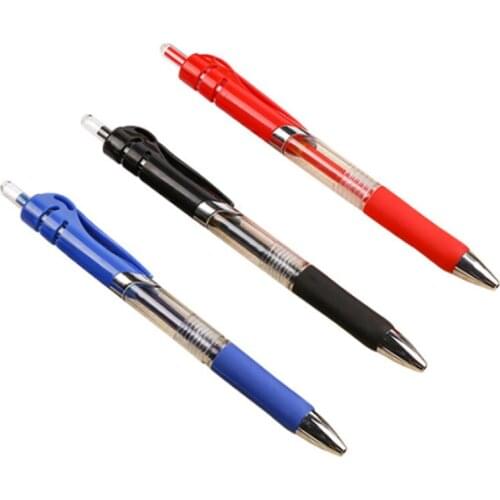 10pc Press Type Gel Pen Red Black Blue 0.5mm Bullet Point Signature Pen Refill Office Fountain Pen School Supplies Stationery