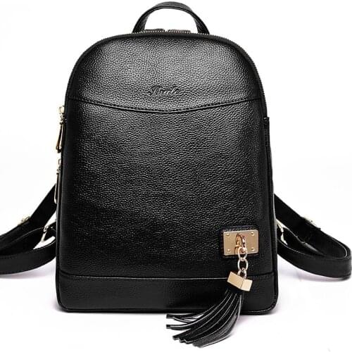 Cow Genuine Leather Women Backpacks New Fashion Luxury Brand Female Real Natural Leather Ladies Girl Student Casual Backpack