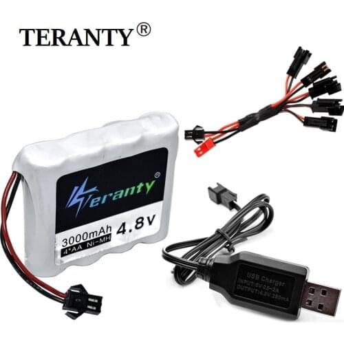With Charger 4.8v 3000mAh NiMH Battery For Rc Cars Tanks Robots Boat Ship Toys Guns AA 4.8 v Rechargeable Battery