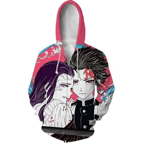 Anime Hoodies Sweatshirt Demon Slayer Kimetsu no Yaiba Kamado Tanjirou Cosplay Costume Men Woman Jacket Hooded Top