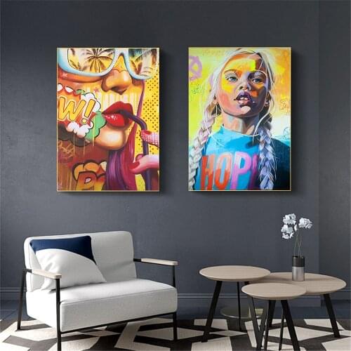 Street Graffiti Women Abstract Canvas Painting Wall Art Print Poster Picture Decorative Painting Living Room Home Decoration