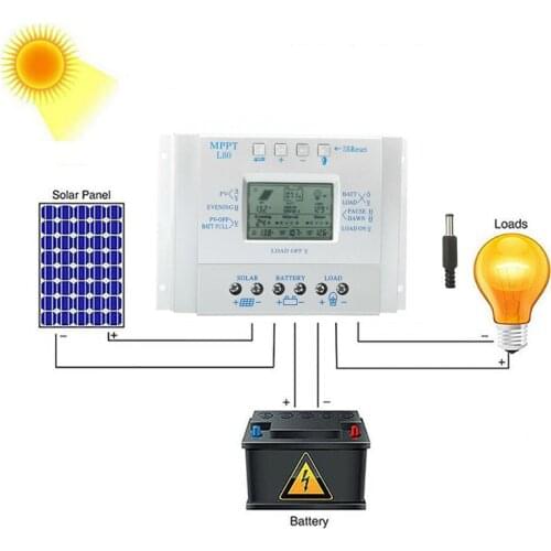 80A PWM Solar Charge Controller 12 24V Auto Solar Panel Charge Regulator With Load Timer With LCD Display MPPT Charge Control