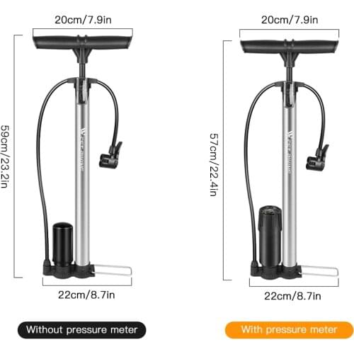 Bicycle Floor Pump 160PSI Bike Air Pump Presta & Schrader Valves Tire Tube Inflator with Multifunction Ball Needle Bike Pump