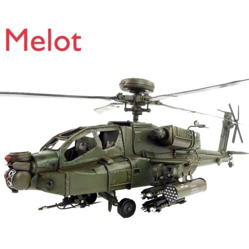 High-End Simulation Armed Helicopter Decoration Antique Crafts Decoration Bar Iron Sheet Military Aircraft Model