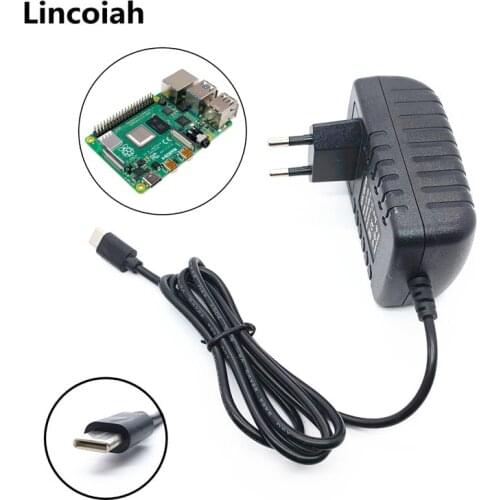 Lincoiah Power Supply Charger AC/DC Adapter 5V 3A PSU USB Type C 5 V Volt 3000mA for Raspberry Pi 4 Model B 1GB 2GB 4GB Kit