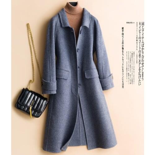Winter Woman Coats New High-end Double-Sided 100% Wool Jacket Loose Long-Sleeved Cashmere Single-Breasted Female Outerwear