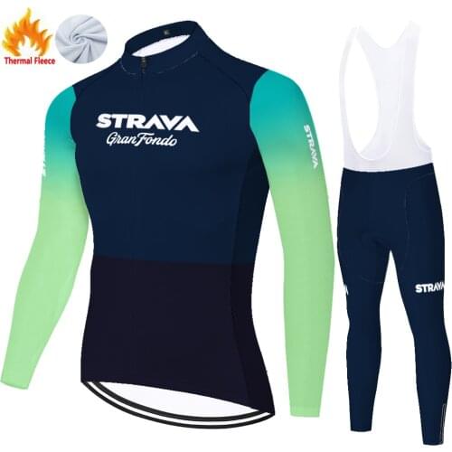 Strava Winter Thermal Fleece Hombre Cycling Set Jersey Cycliste Tenue Velo Homme Roupa Ciclismo Masculino Ciclismo Masculino