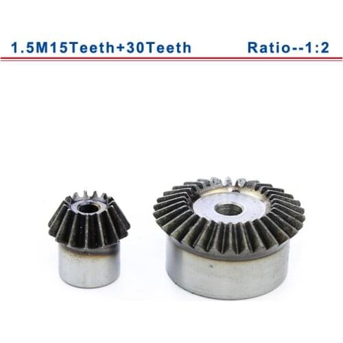 1.5M15 teeth +30 teeth bevel gear process hole low carbon steel material gear ratio 1:2