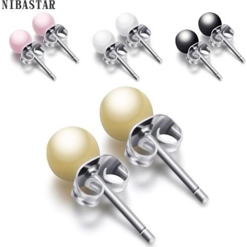 4 Colors Ceramic Stud Earring For Girls Kids Statement Ceramic Earring With 316L Stainess Steel Round Ceramic Stone For Party