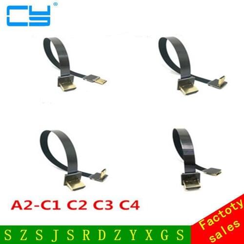 5cm-80cm 90 Degree Up Angled FPV Mini HDMI-compatible Male to HDMI Male FPC Flat Cable for Multicopter Aerial Photography