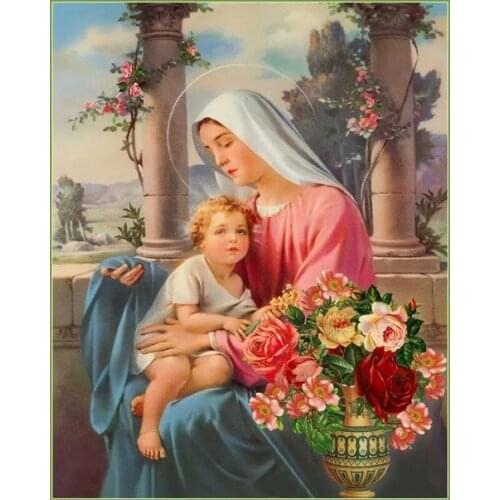 Madonna And Child 5D Diamond Embroidery DIY Needlework 3D Diamond Painting Cross Stitch Full Drill Rhinestone Painting Decor