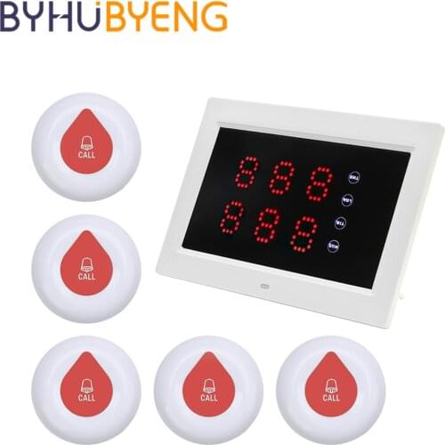 BYHUBYENG 5 Buttons 1 Receiver Screen Restaurant Pager Wireless Calling System Customer For Staff Waiter