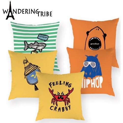 Shark Cover Cushions Orange Pillow Case Cute Animal Cushion Covers Lovely Crab Throw Pillows Covers White Bed Pillow Cases Cojin