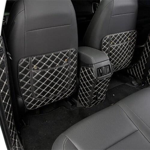 Black /Carbon Fibre PU Seat /Center Armrest Protective Anti-Kick Pad Mat For Hyundai IX35 2021 AB425
