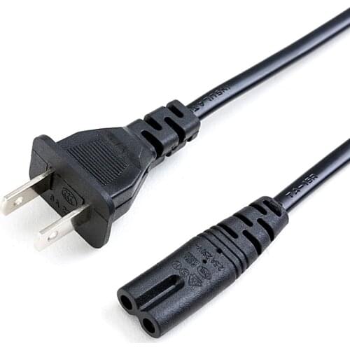 Black European America Lighting AC charging Power Cord 2pin C7 C8 to US EU Extension power cord for Table Lamp Flashlight 1.5M