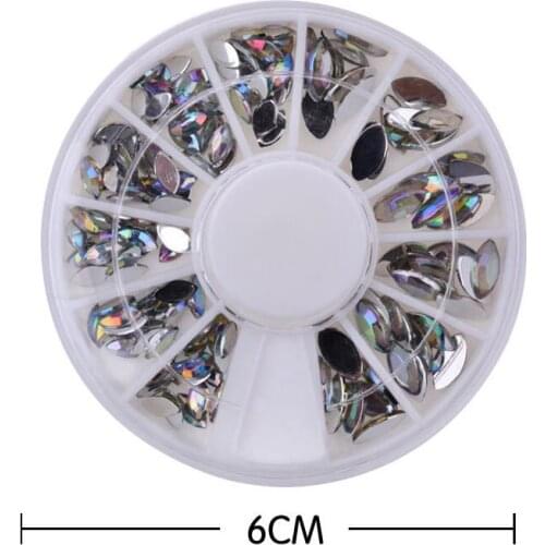 12 Grids New Crystal AB Nail Art Rhineston Decoration, 1 wheel Mix Sizes Glitter Nail Beads,3d diy Nail nail art Decorations