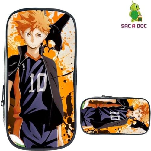 Haikyuu!! 3D Print Pencil Case Storage Cosmetic Bag Cartoon Anime Kids School Supplies Stationery Zipper Make Up Box New Penbag