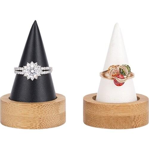 INS Style Bamboo Cone Ring Display Holder Rack Living Room Home Decor Desktop Decoration Ornaments Crafts