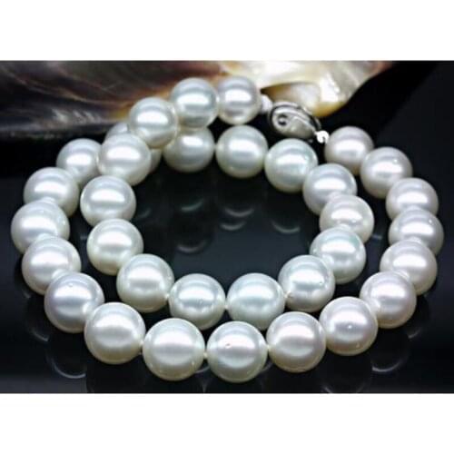 HUGE 18"11-12MM NATURAL SOUTH SEA GENUINE WHITE ROUND PEARL NECKLACE 14K
