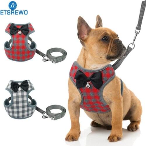 Small Dog Harness And Leash Set Pet Cat Vest Harness With Bowknot Mesh Padded For Small Puppy Dogs Chihuahua Pet Accessories
