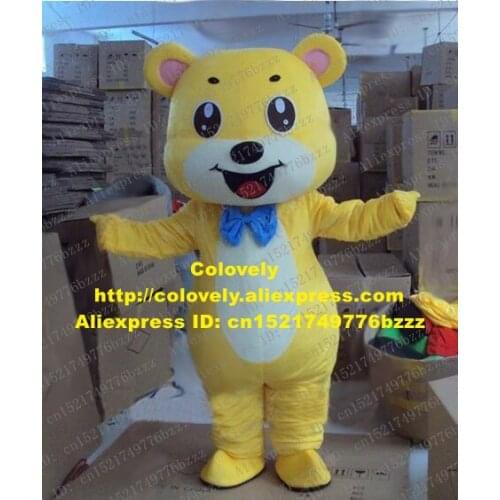 Lovely Yellow Bear Baby Mascot Costume Mascotte Adult With Small Pink Yellow Ears Big Black Eyes Happy Face No.2709 Free Ship