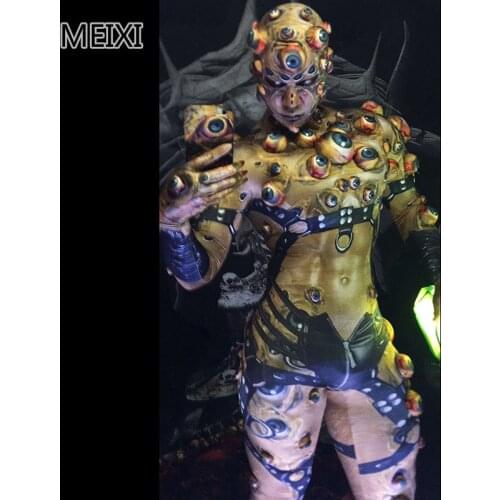 Halloween rock thrillers with three-dimensional eye elastic costumes bar nightclub concert singer dancer costumes