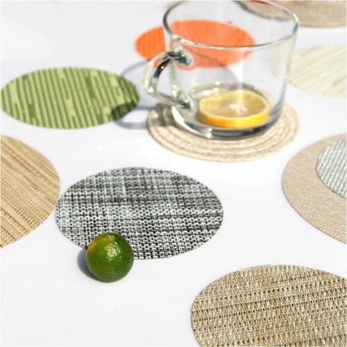 Linen Napkins Round Design Table Napkins PVC PVC Woven Pad Solid Placemats Linen Non Slip Table Mat 10cm Insulation Mats