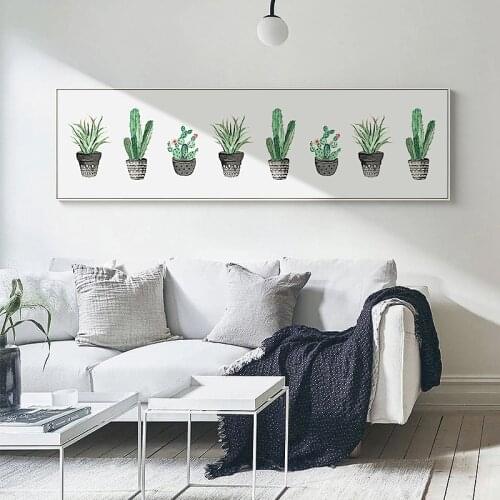 Nordic Watercolors Pot Plants Green Plants Cactus Banners Canvas Decorative Painting Print Pictures Poster Wall Art Home Decor