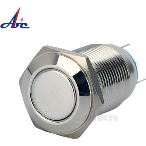 Flat Head High Flush Head Momentary Latching Nickel-Plated Brass 3Pin Terminals 16mm Push Button Switch