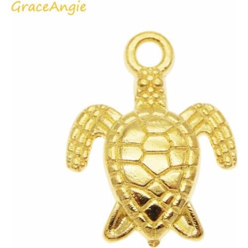 20PCS Sea Tortoise Charms Gold Alloy Pendant 12*16mm Golden Money Turtle Feng Shui Lucky Fortune Wealth Home Office Decor