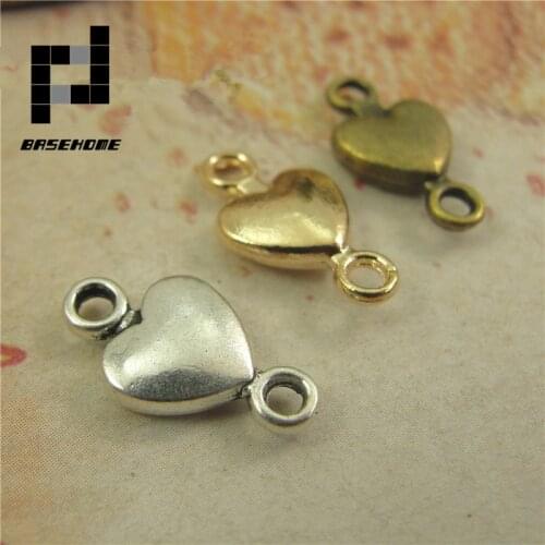 Approximate 50pcs/lot 15x8mm Jewelry Connector Retro Vintage Heart Shape Connector for Handmade Bracelets Necklace DIY
