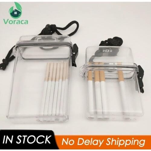 Transparent Waterproof Clear Cigarette Case Box Neck-hung Portable Plastic Lipstick Lighter Card Storage Box Holder with Lanyard