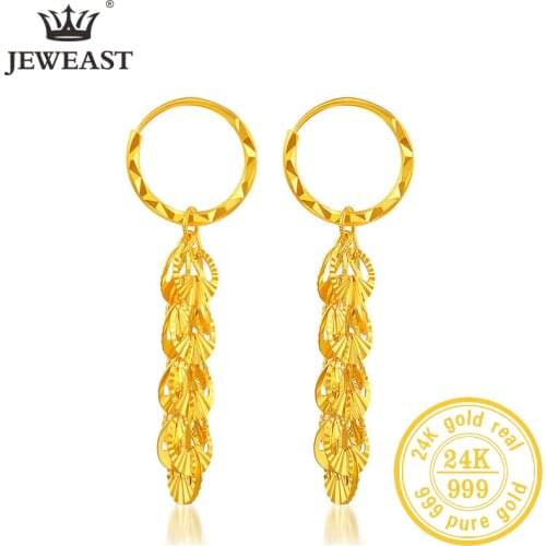 24K Pure Gold Earring Real AU 999 Solid Gold Earrings Nice Good Hollow Ball Tassel Upscale Trendy Fine Jewelry Hot Sell New 2020